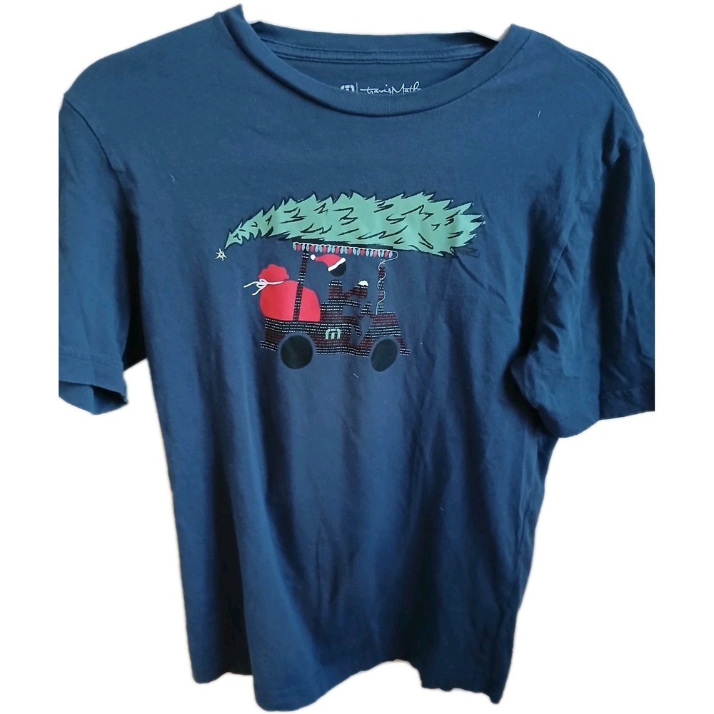 Travis Mathew Golf Christmas‎ Graphic T Shirt Blue -Small